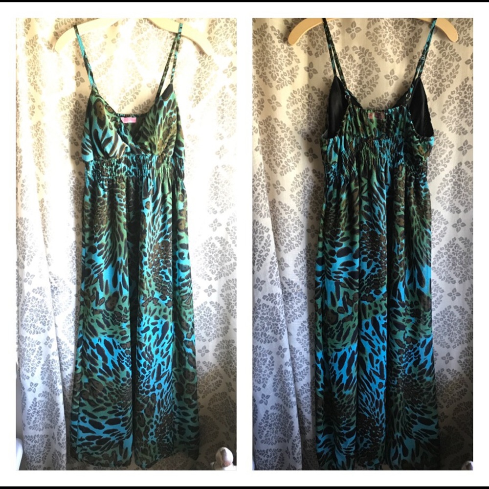 She’s Cool Teal Leopard Print Maxi Dress